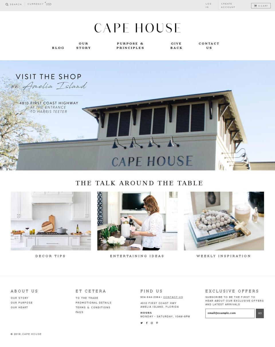 shopcapehouse.com shopify website screenshot