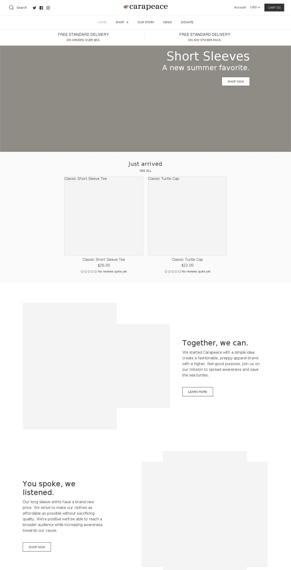 shopcarapeace.com — Shopify storefront screenshot