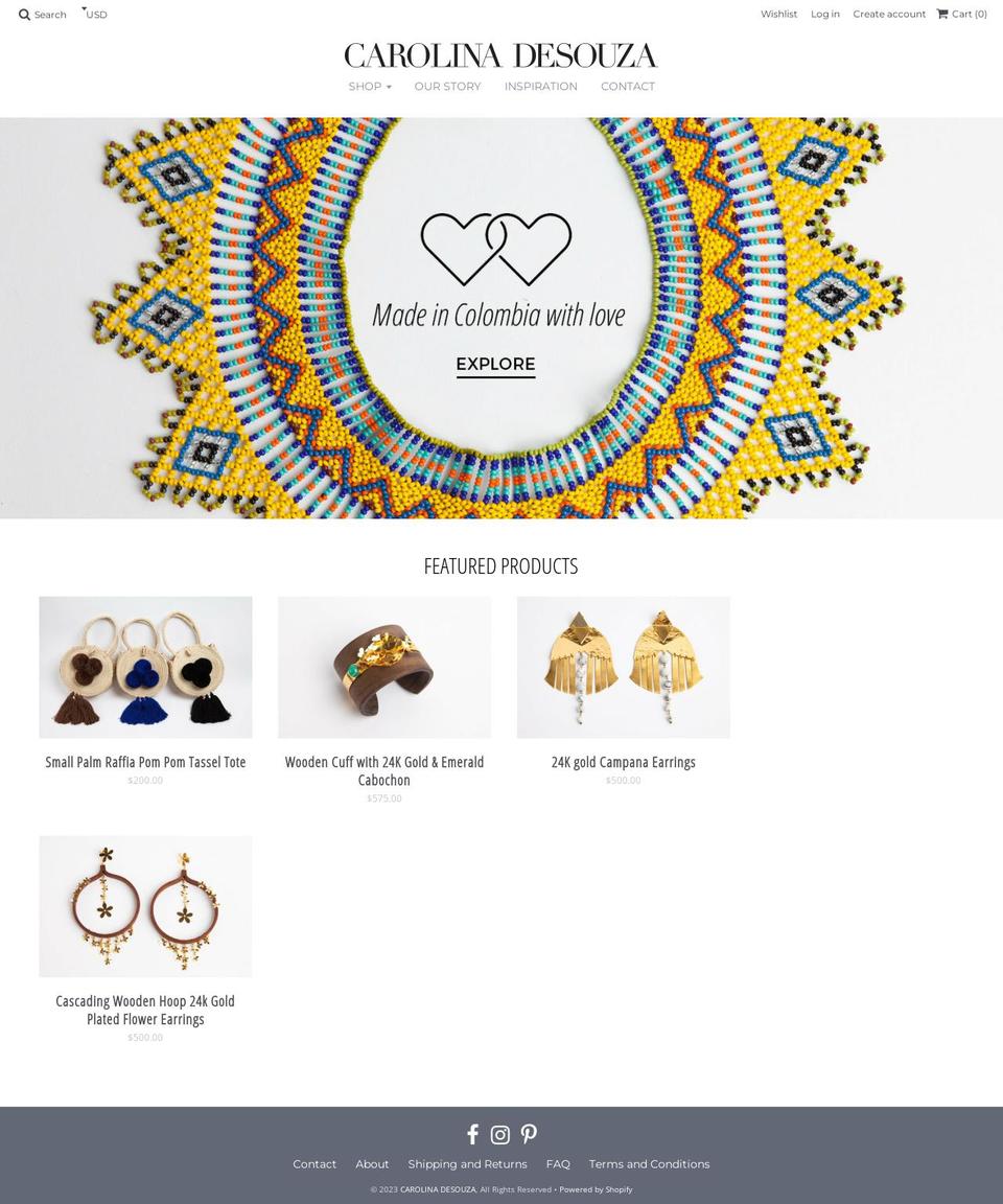 shopcarolinadesouza.com shopify website screenshot
