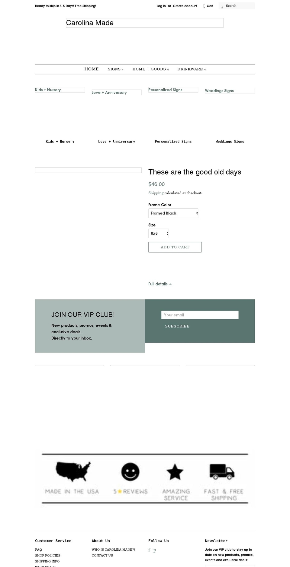 shopcarolinamade.com shopify website screenshot