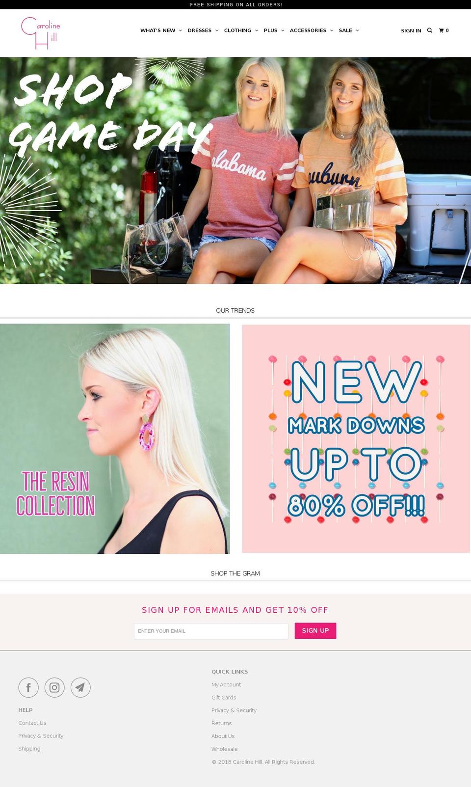 shopcarolinehill.com shopify website screenshot
