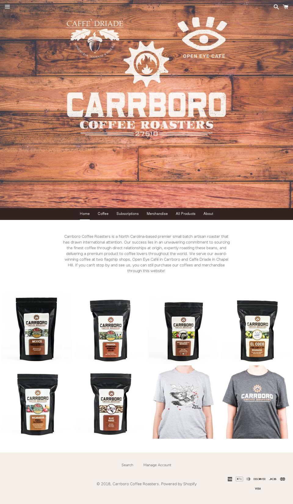 shopcarrborocoffee.com shopify website screenshot
