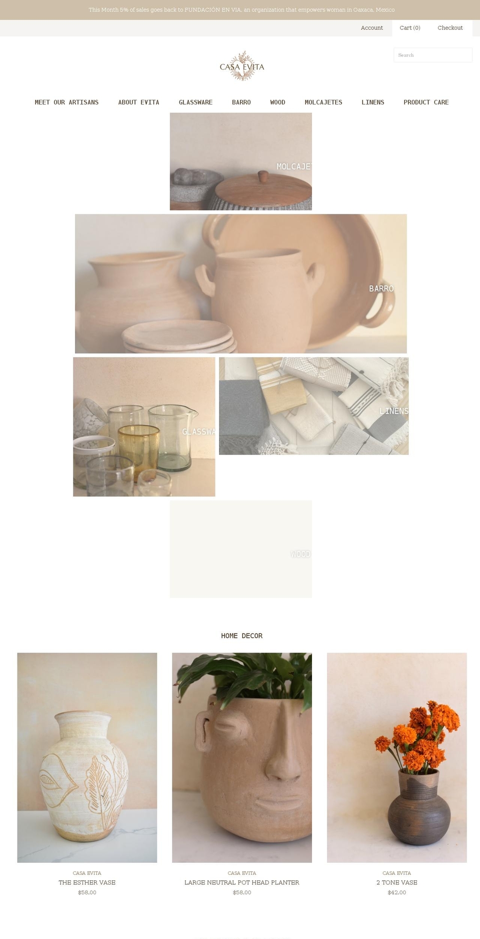 shopcasaevita.com shopify website screenshot