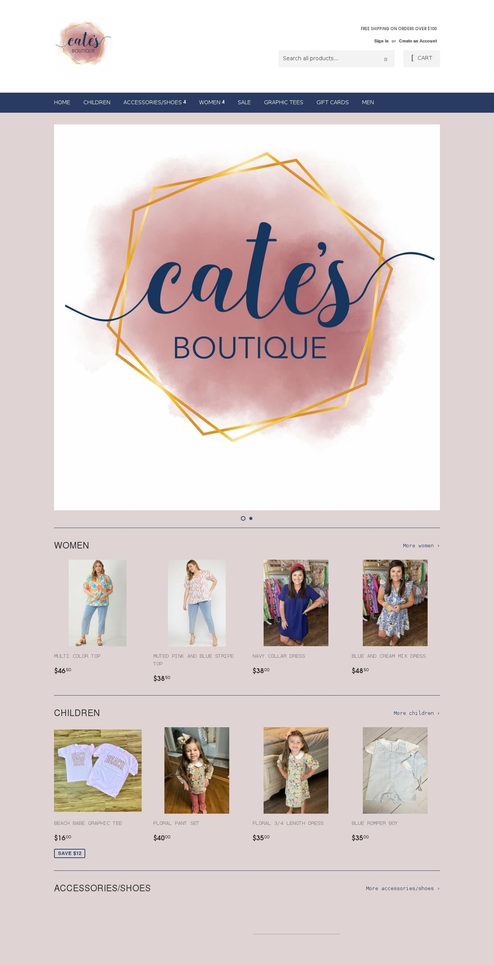 shopcatesboutique.com shopify website screenshot