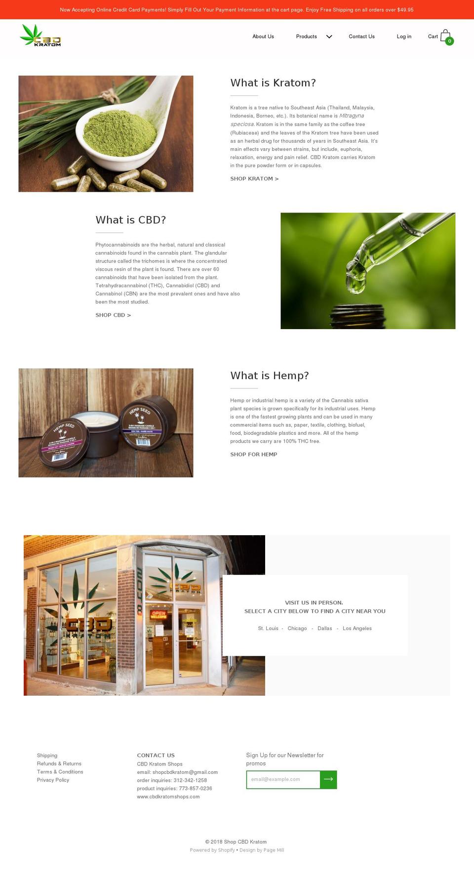 shopcbdkratom.com shopify website screenshot