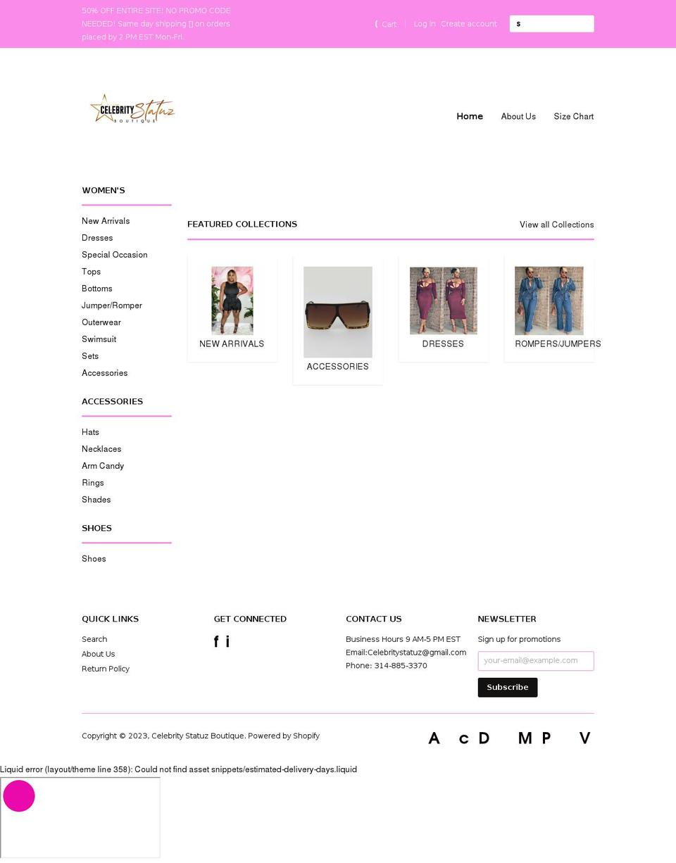 Classic Afterpay Shopify theme site example shopcelebs.com