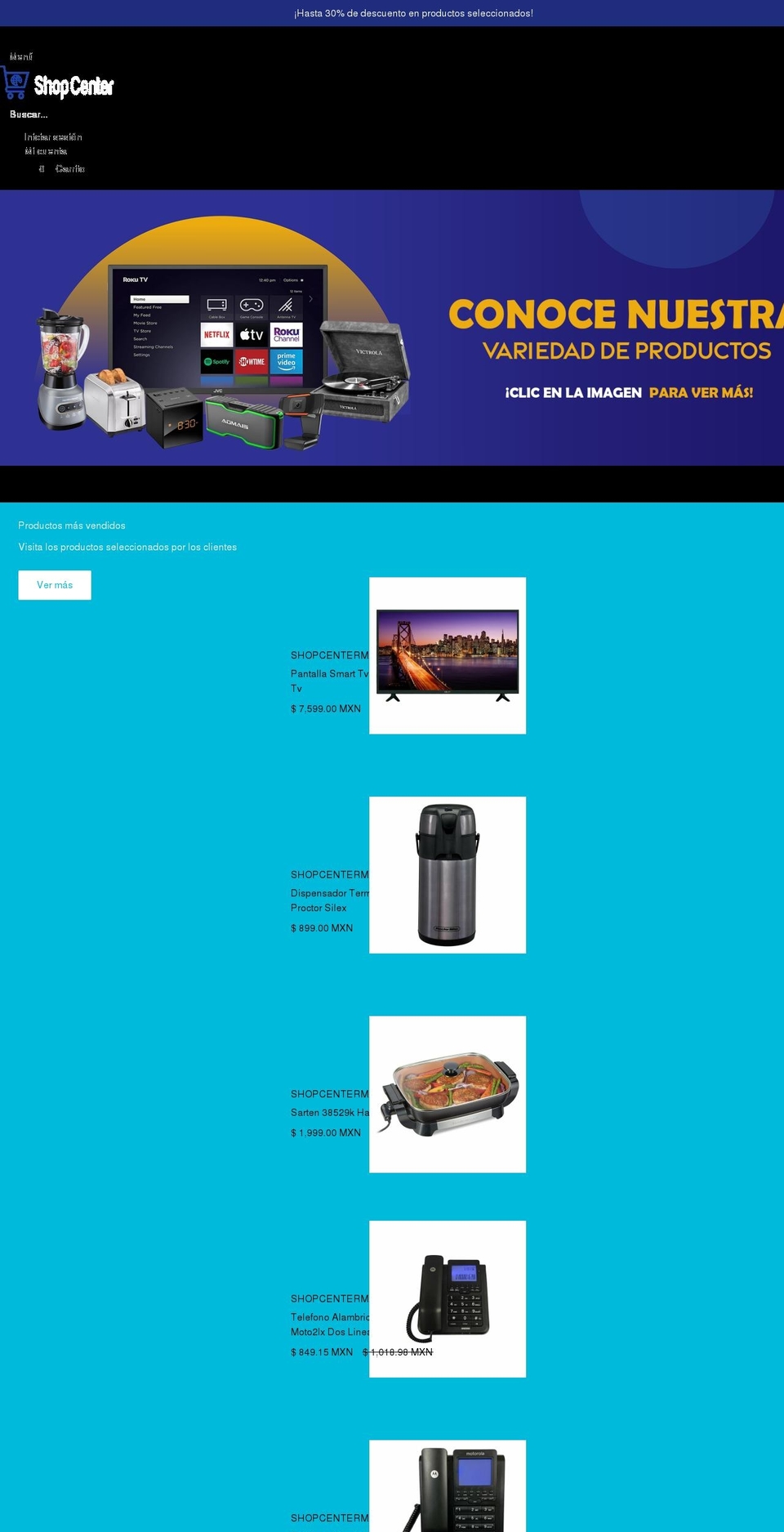 shopcenter.com.mx shopify website screenshot