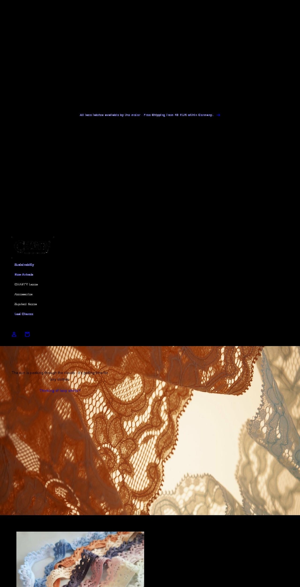 shopchantylace.com shopify website screenshot