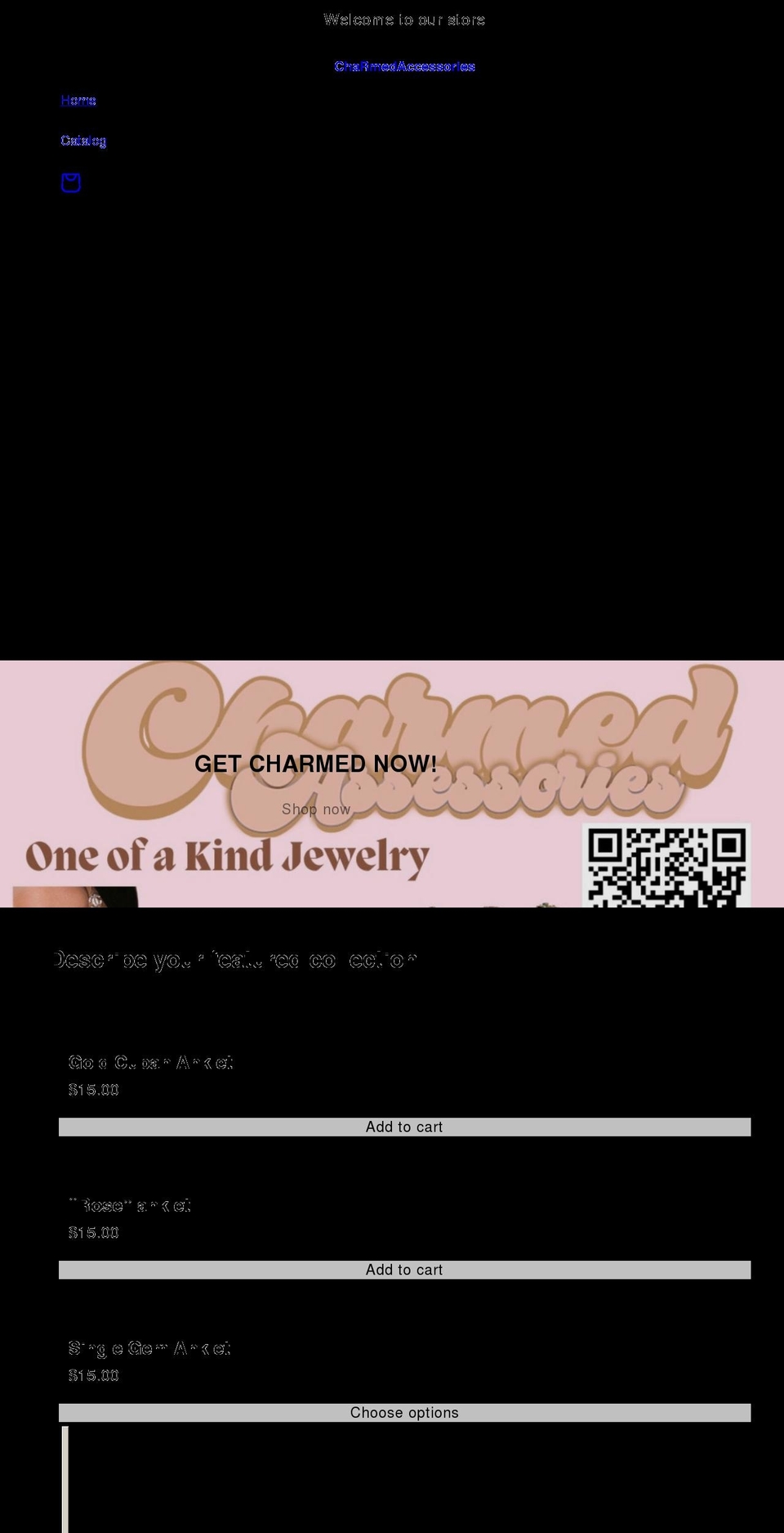 shopcharmedaccessories.com shopify website screenshot
