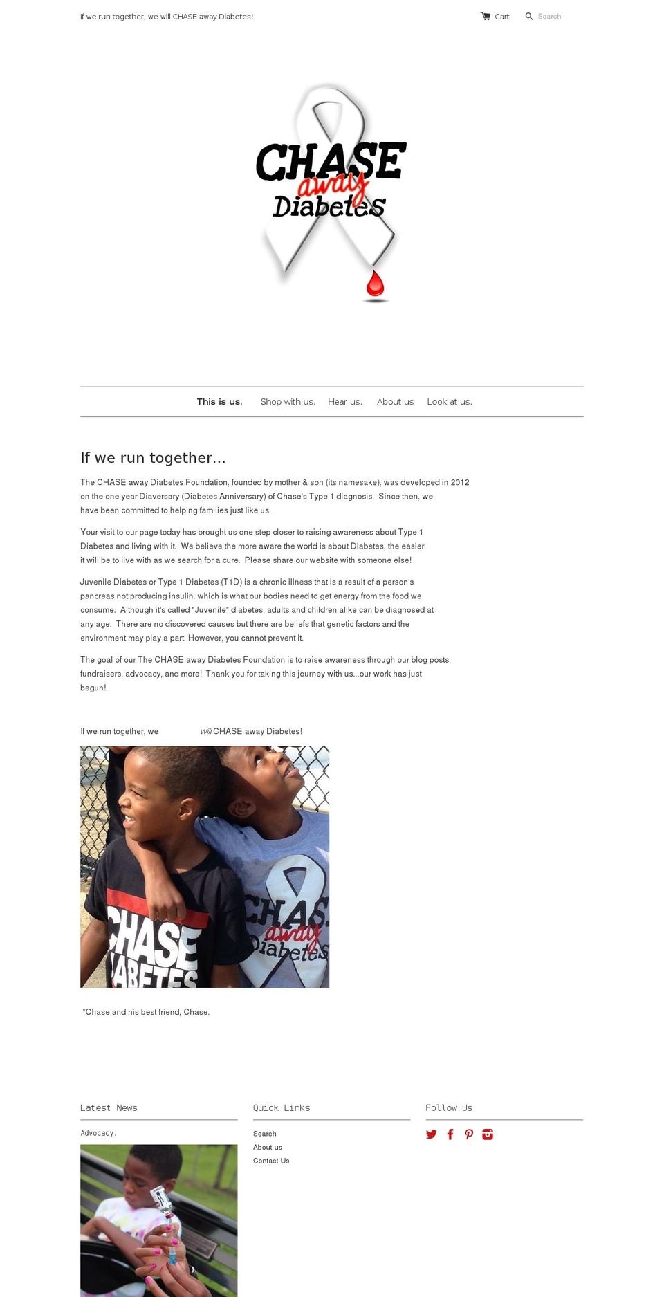 shopchaseawaydiabetes.org shopify website screenshot