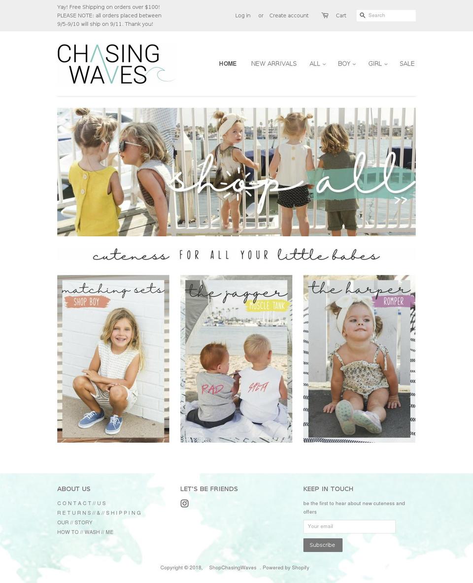 shopchasingwaves.com — Shopify storefront screenshot
