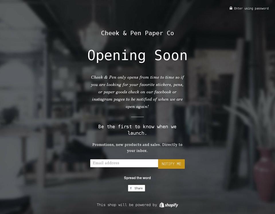 shopcheekandpen.com — Shopify storefront screenshot