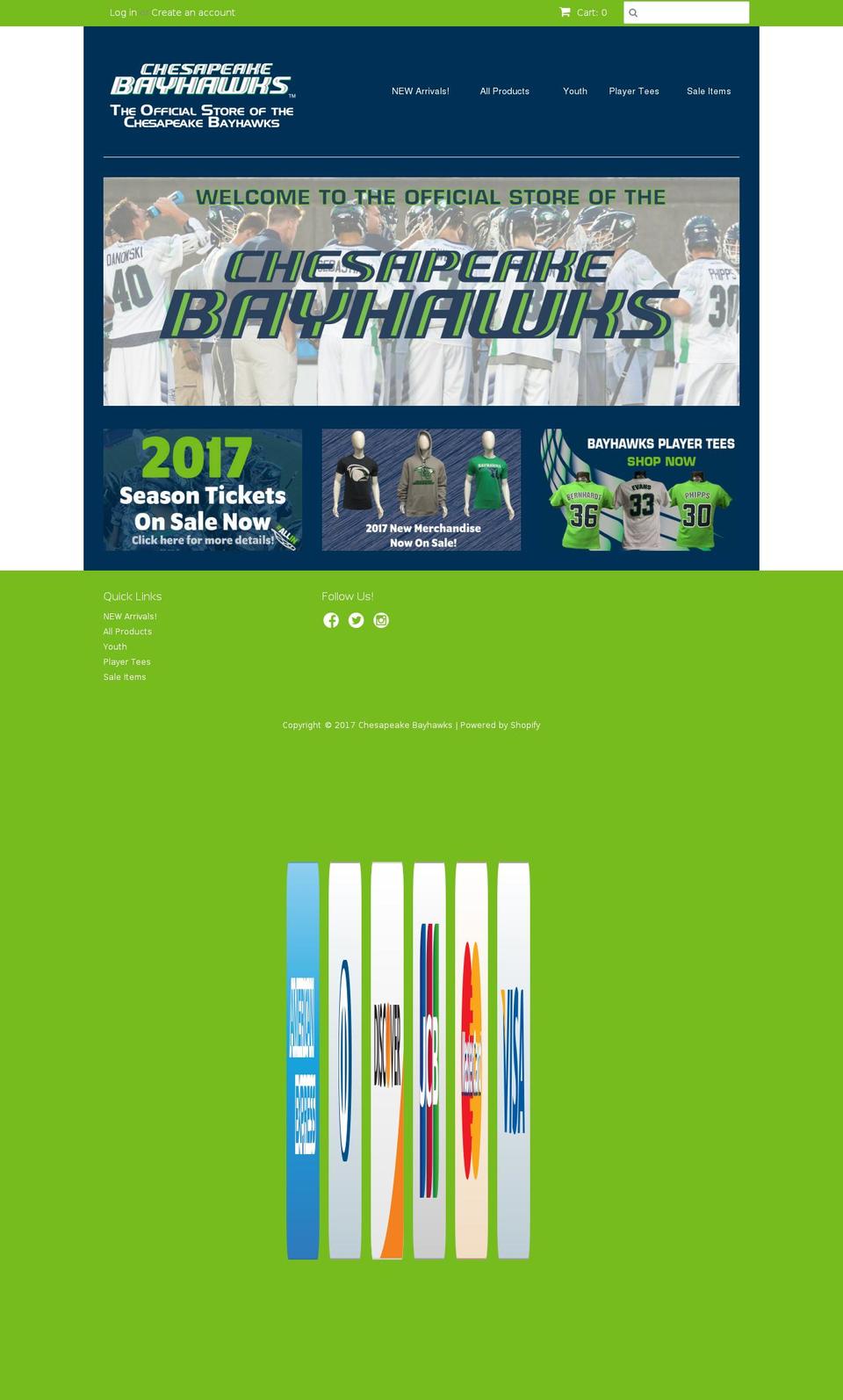 shopchesapeakebayhawks.com shopify website screenshot