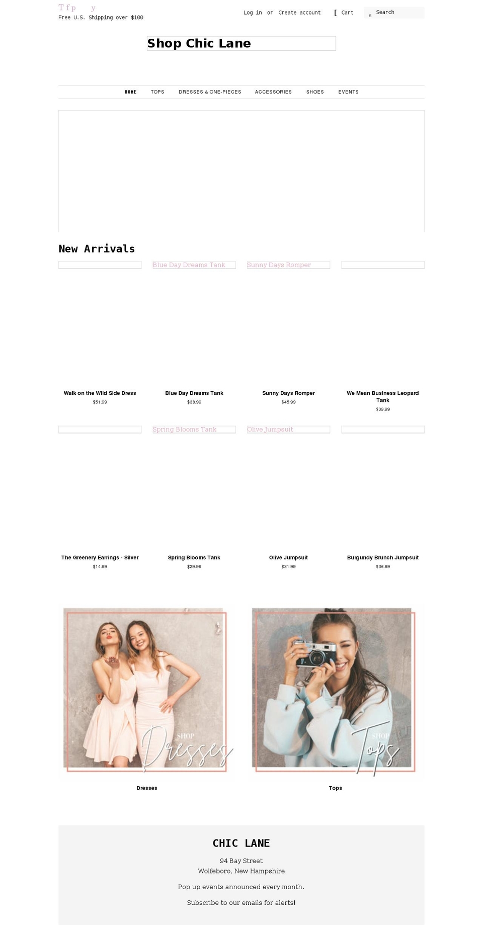 shopchiclane.com shopify website screenshot