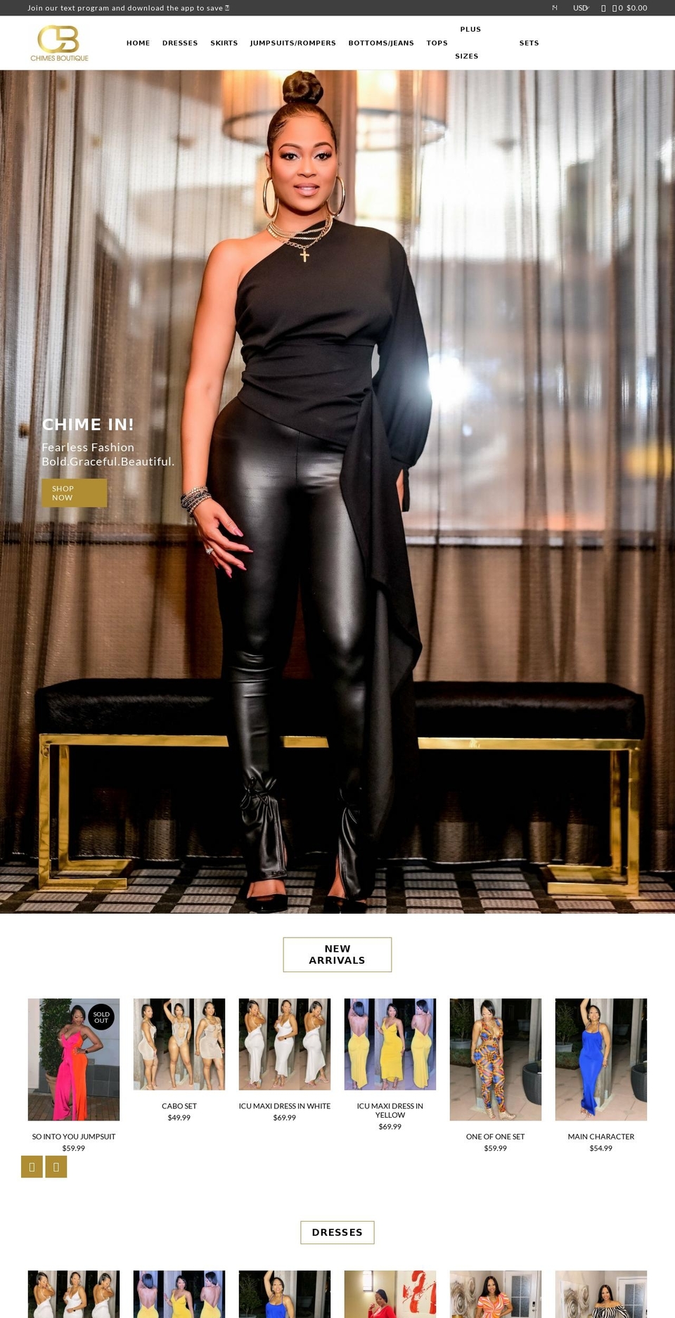 shopchimesboutique.com shopify website screenshot