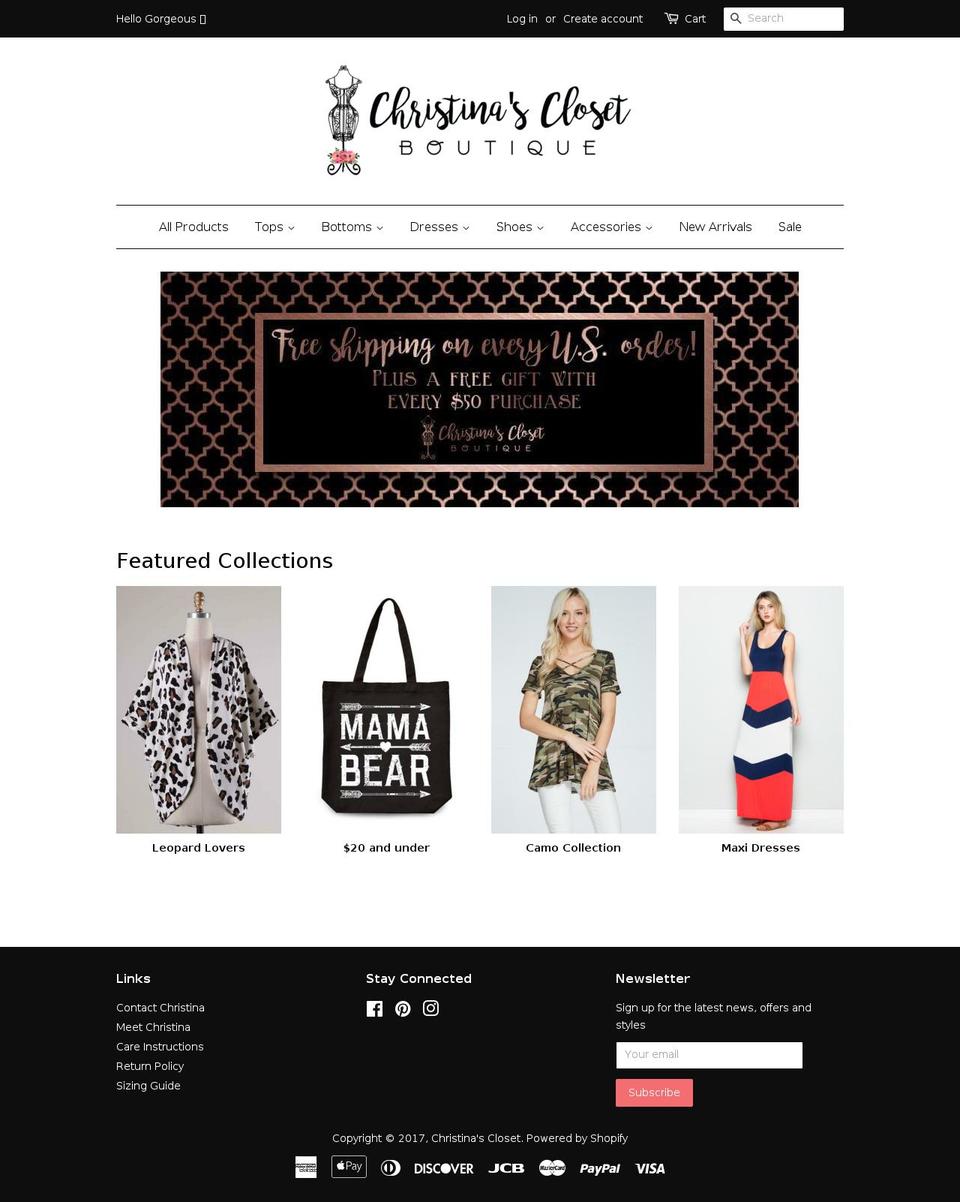 shopchristinascloset.com shopify website screenshot