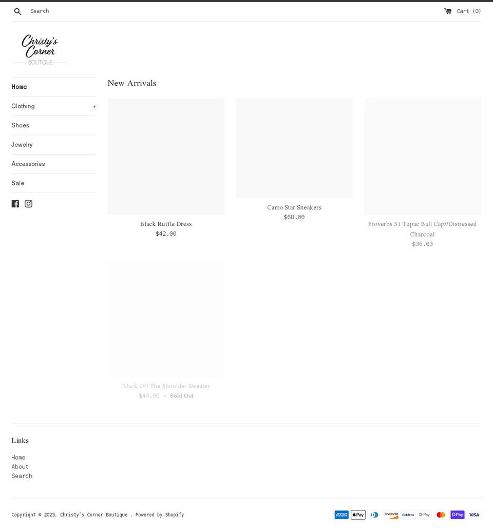 shopchristyscorner.com shopify website screenshot