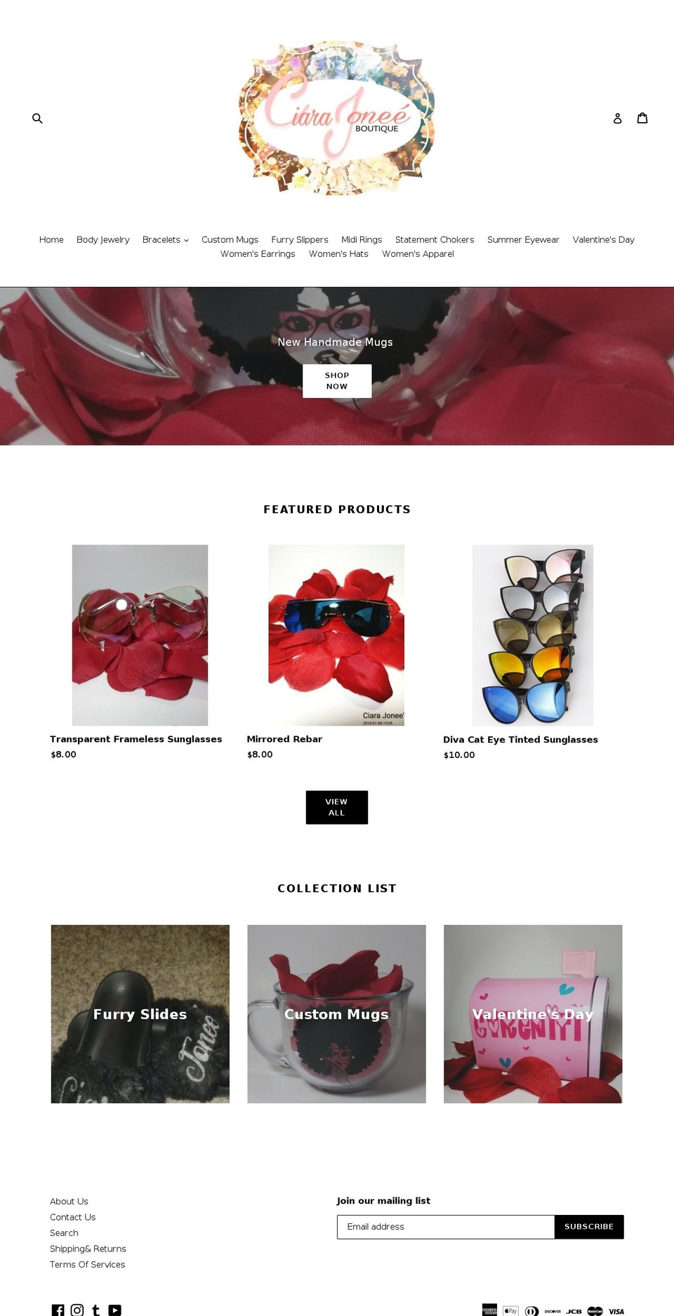 shopciarajonee.com — Shopify storefront screenshot