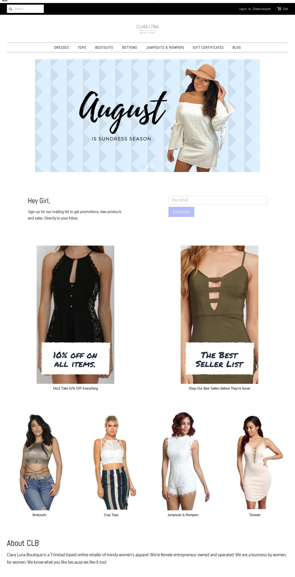 shopclaraluna.com shopify website screenshot