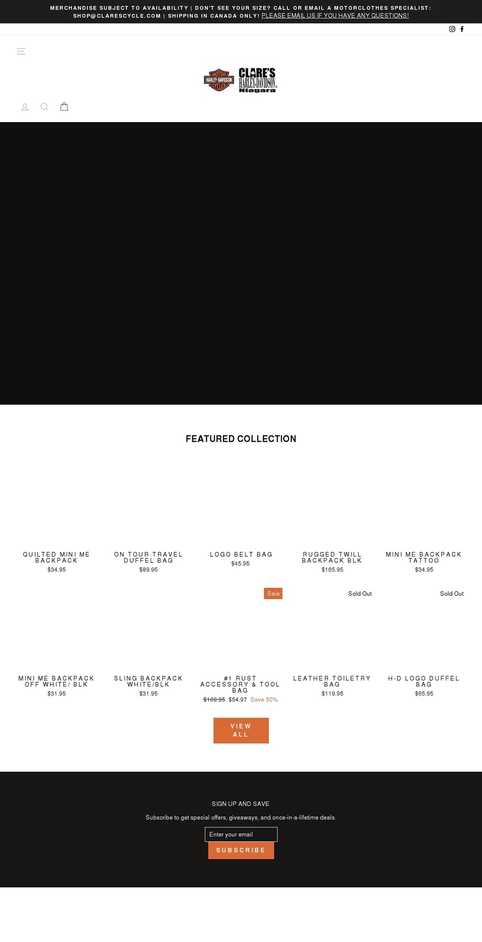 shopclaresharleydavidson.ca shopify website screenshot