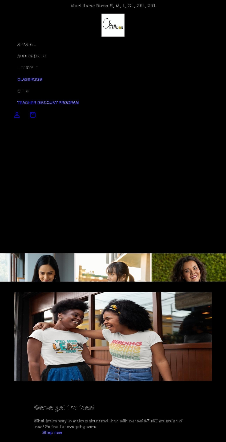 shopclassinsession.com shopify website screenshot