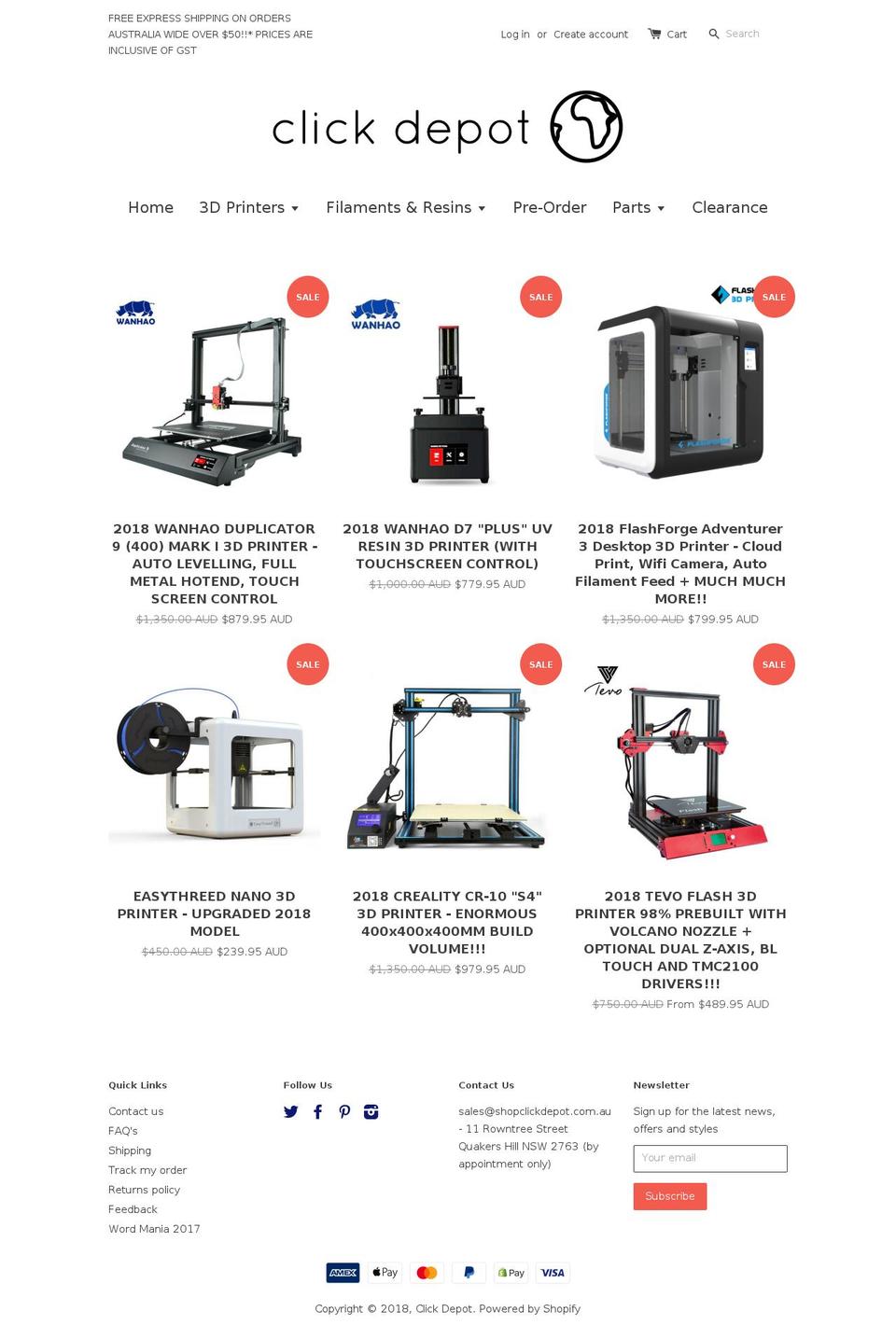 shopclickdepot.com.au shopify website screenshot