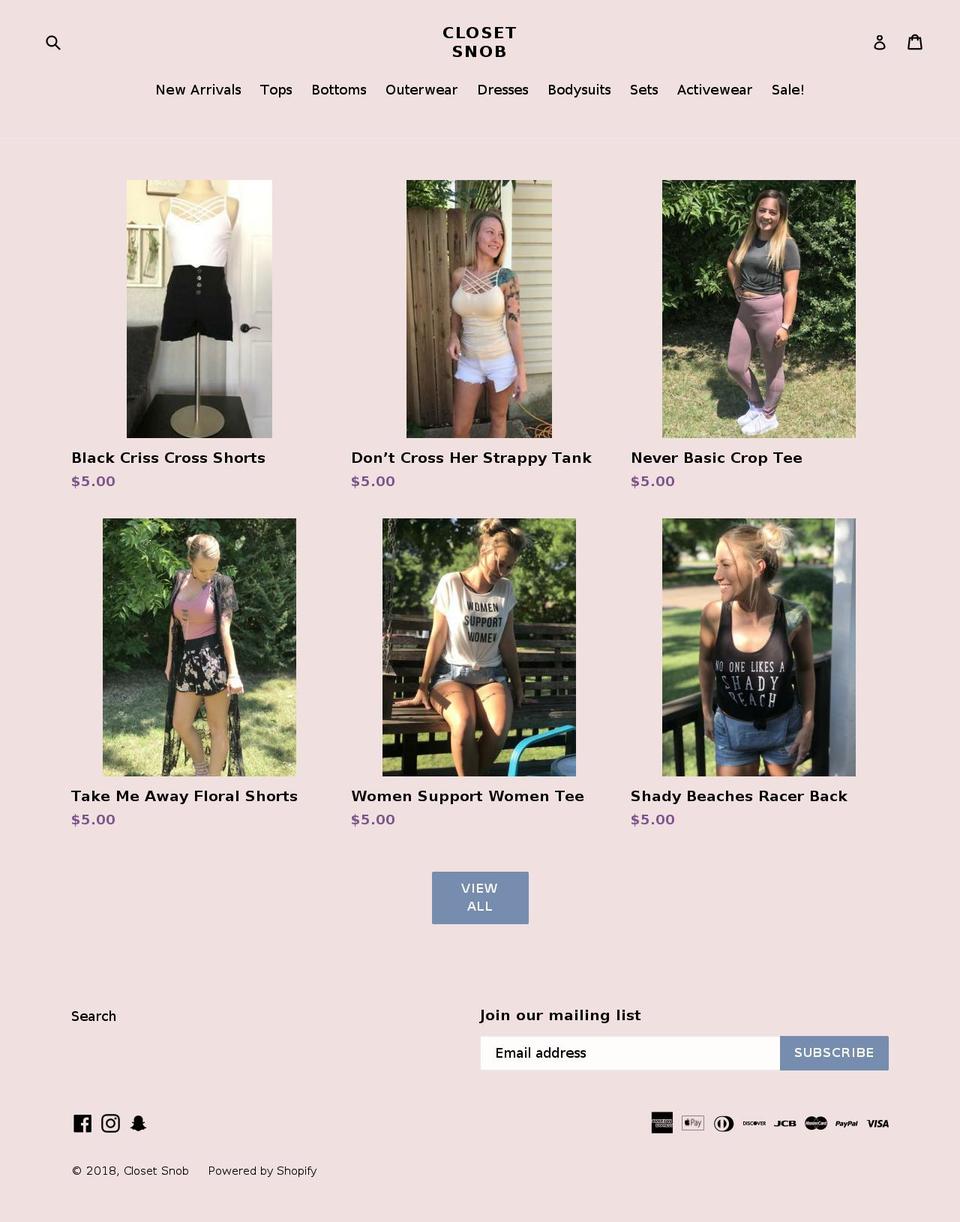 shopclosetsnob.com — Shopify storefront screenshot