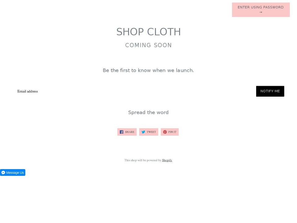 shopcloth.com shopify website screenshot