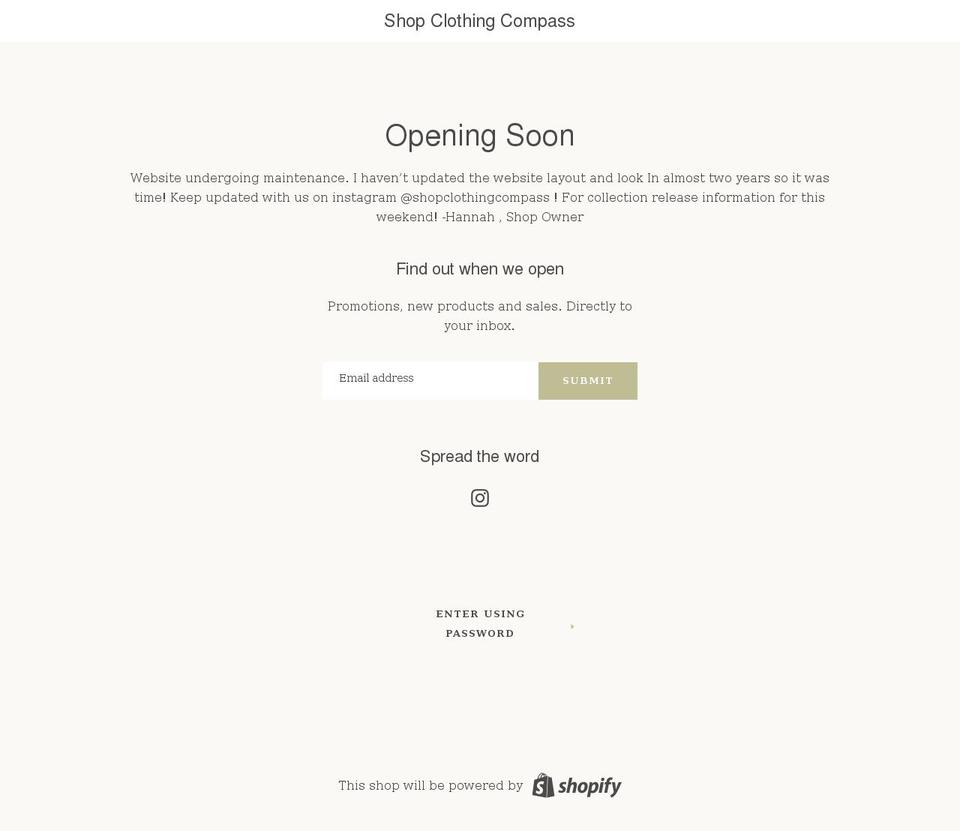 shopclothingcompass.com shopify website screenshot