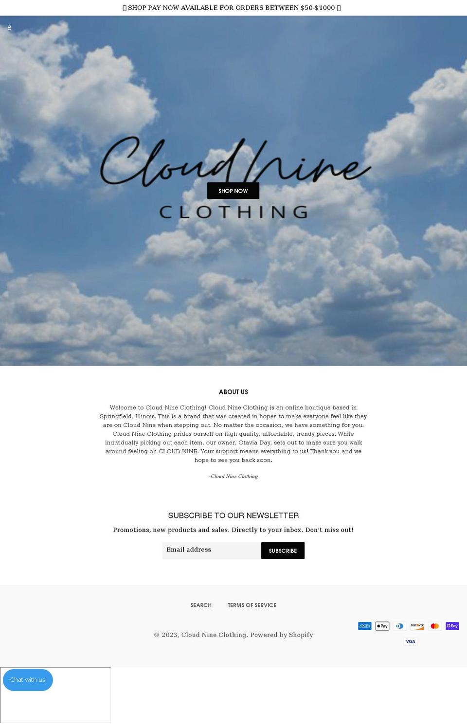 shopcloudnine.net shopify website screenshot