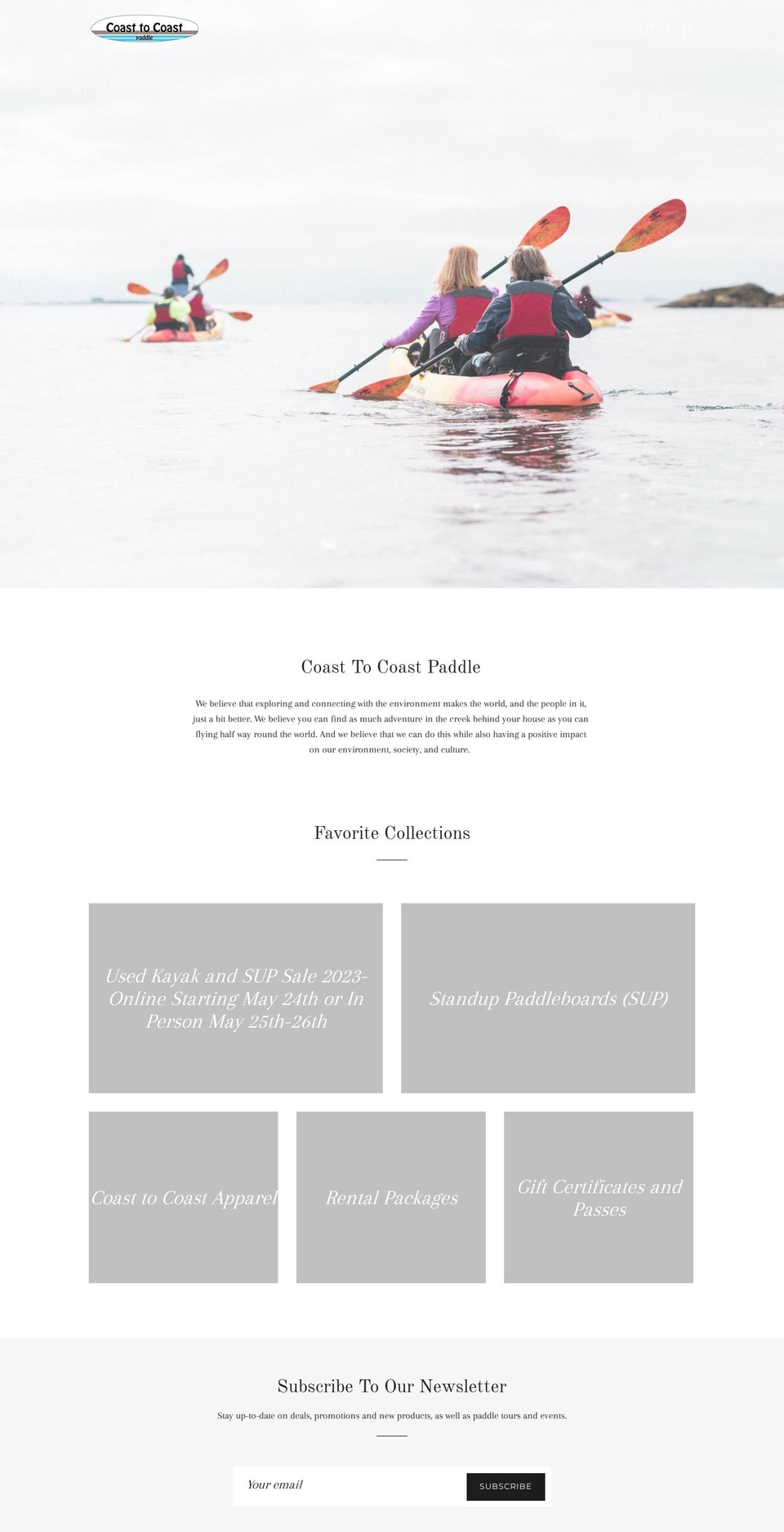 shopcoasttocoastpaddle.com shopify website screenshot