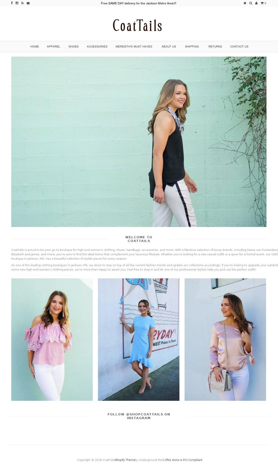 shopcoattails.com shopify website screenshot