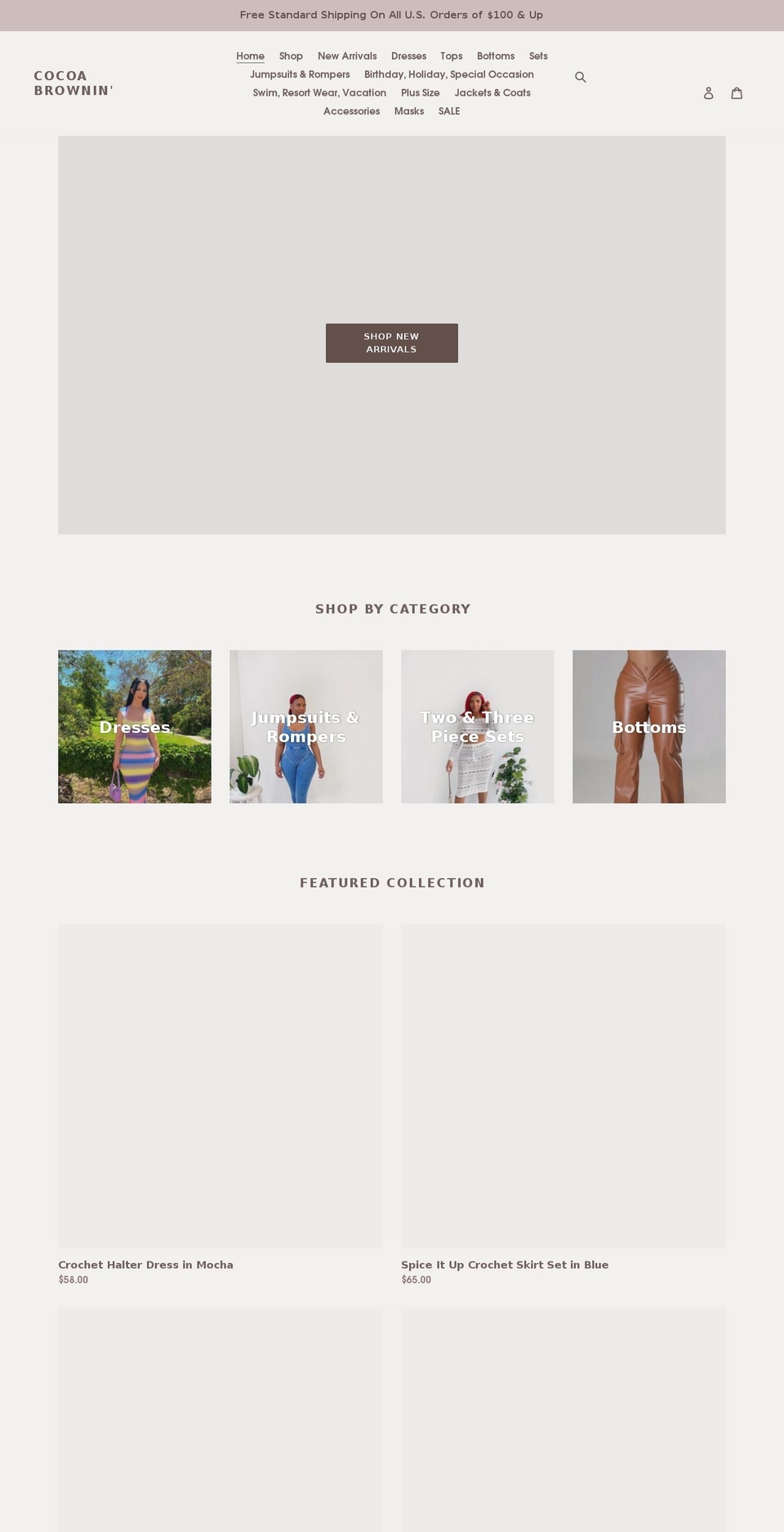 shopcocoabrownin.com shopify website screenshot