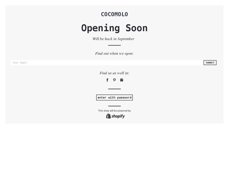 shopcocomolo.com shopify website screenshot