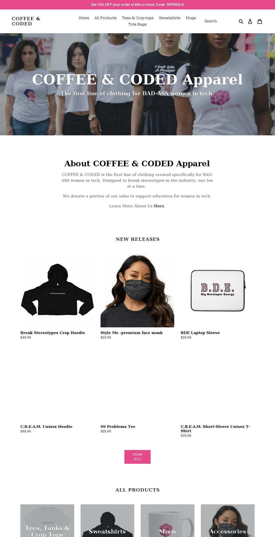 shopcoffeeandcoded.com shopify website screenshot