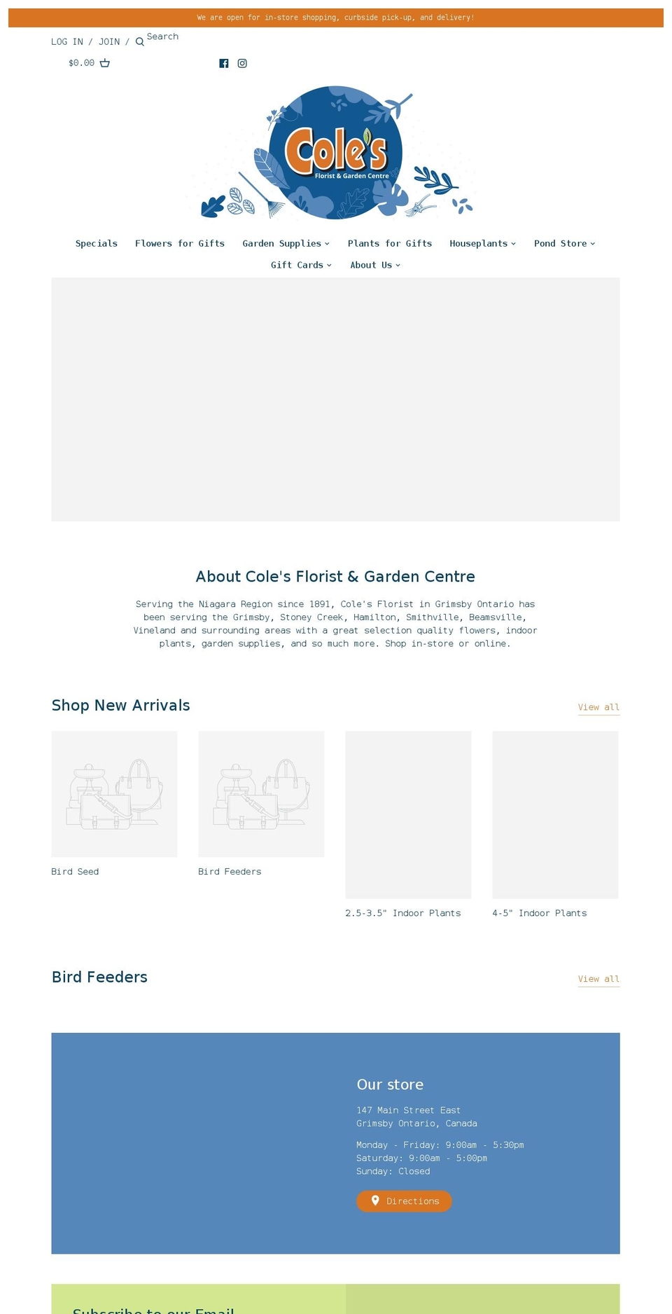 shopcolesflorist.ca shopify website screenshot