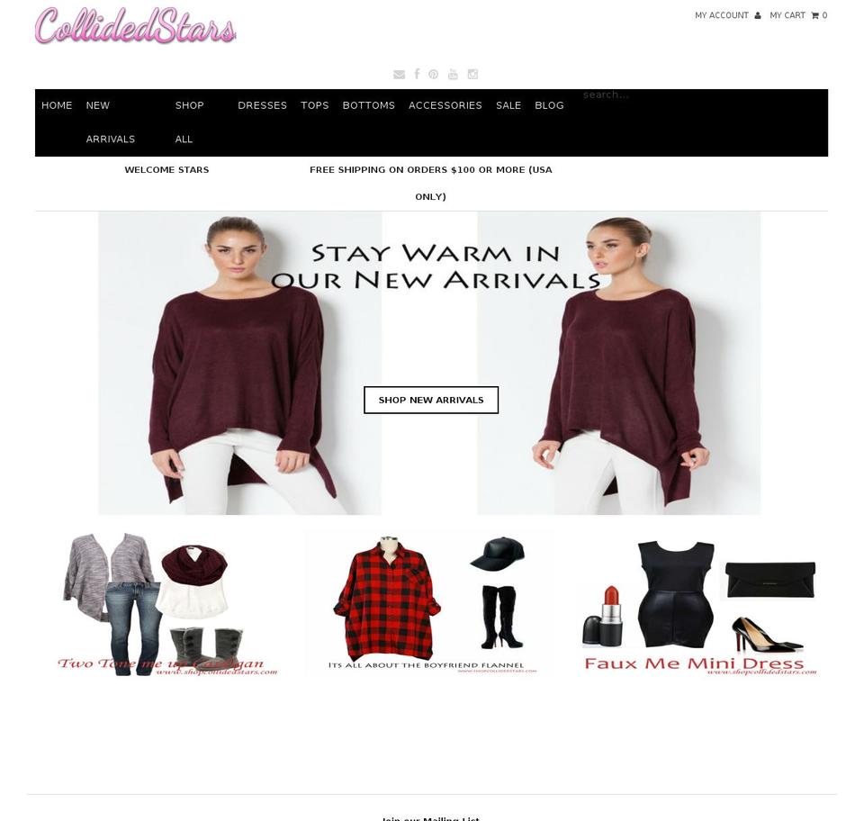 shopcollidedstars.com shopify website screenshot