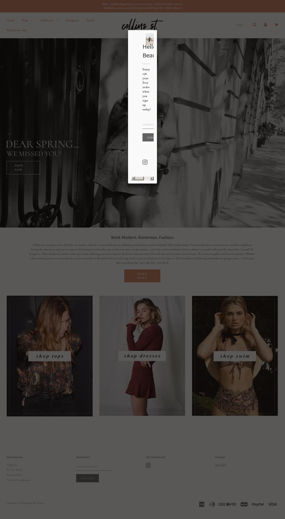 shopcollins.ca shopify website screenshot