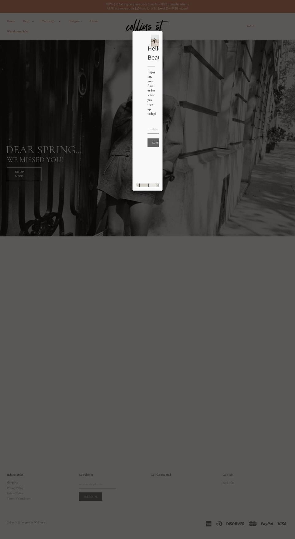 shopcollinsstreet.com — Shopify storefront screenshot