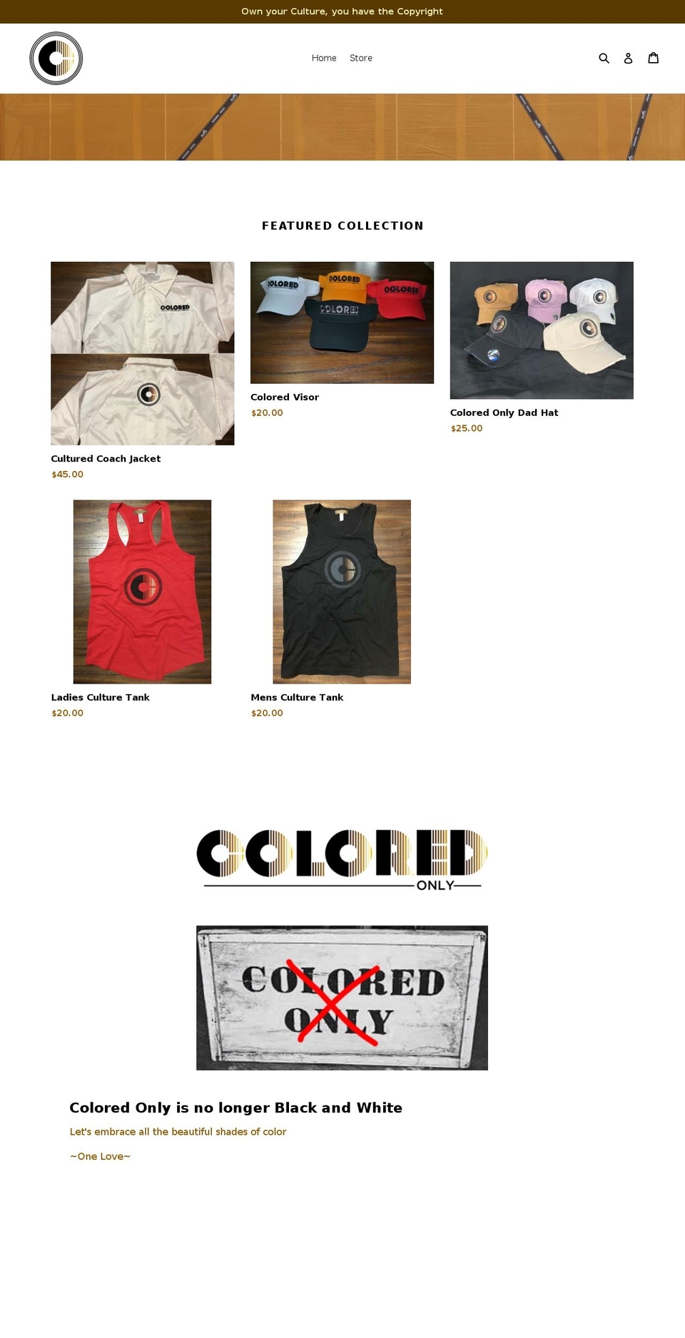shopcoloredonly.com — Shopify storefront screenshot