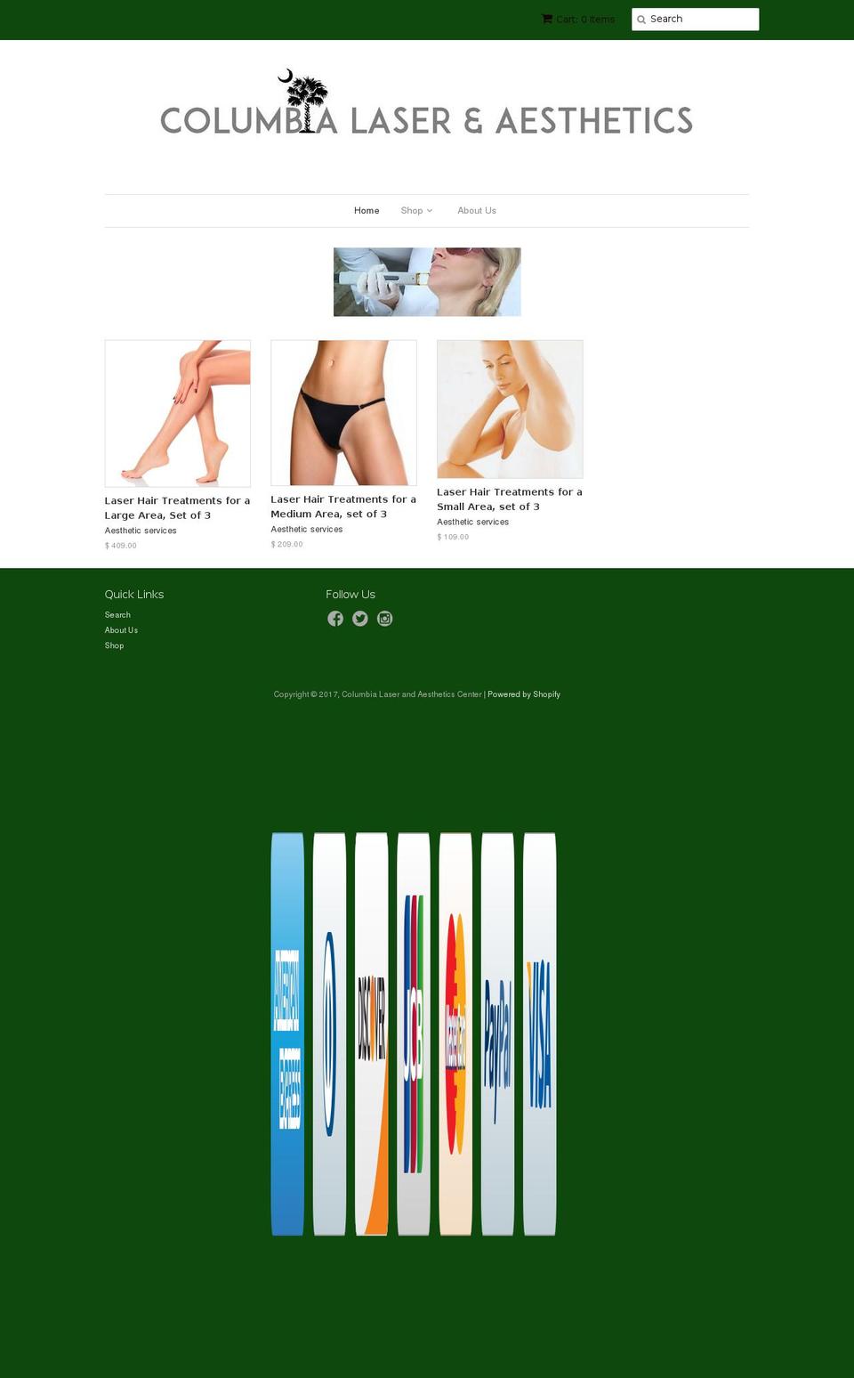 shopcolumbialaser.com shopify website screenshot