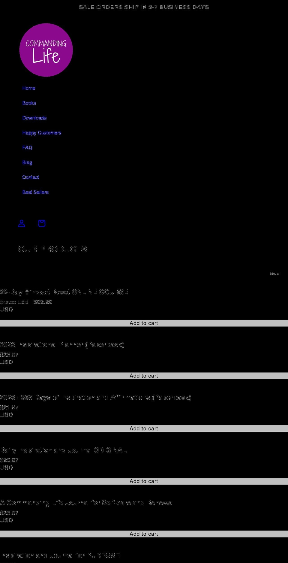 shopcommandinglife.com shopify website screenshot
