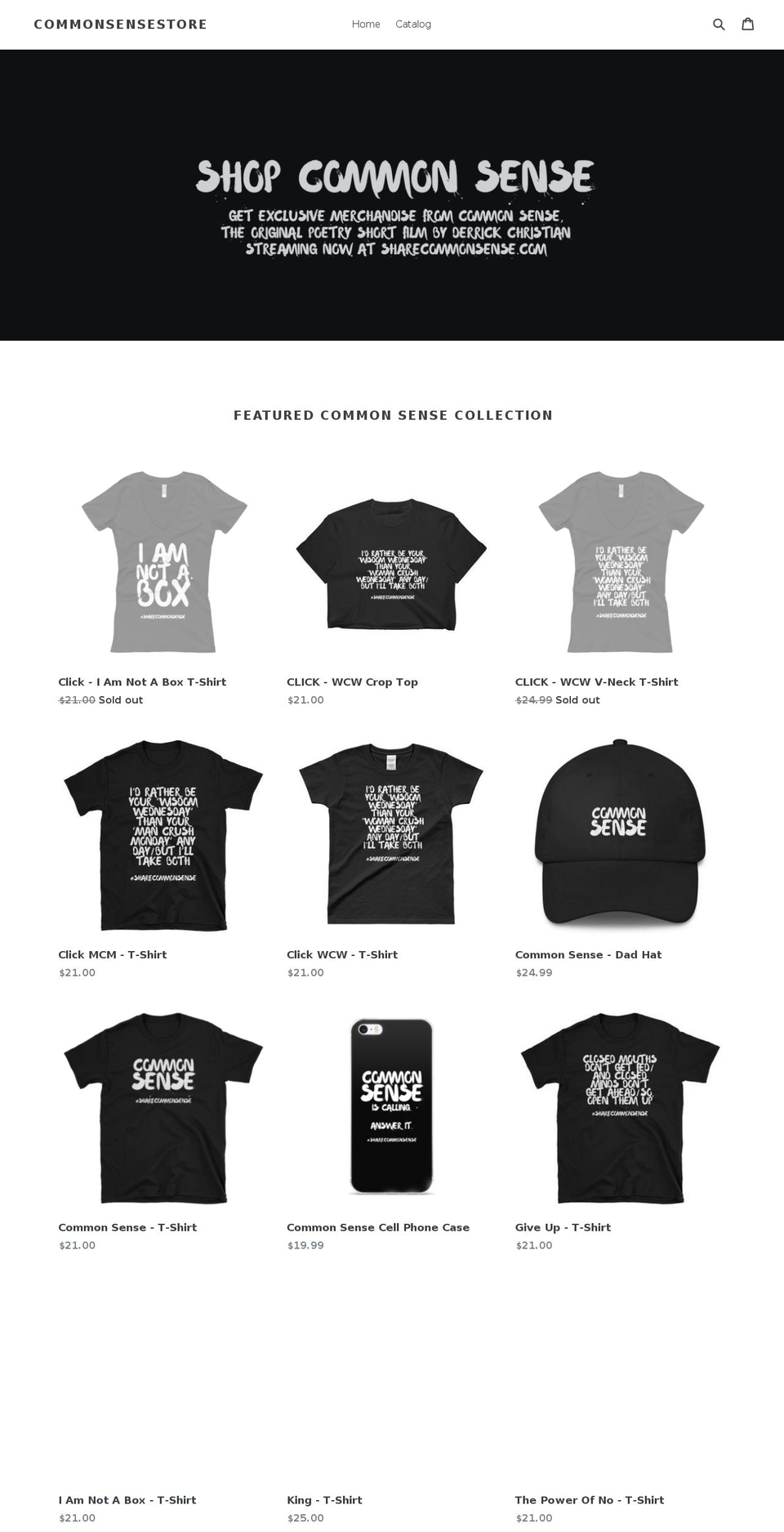 shopcommonsense.com — Shopify storefront screenshot