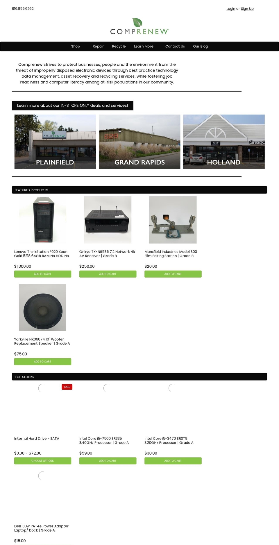 shopcomprenew.org shopify website screenshot