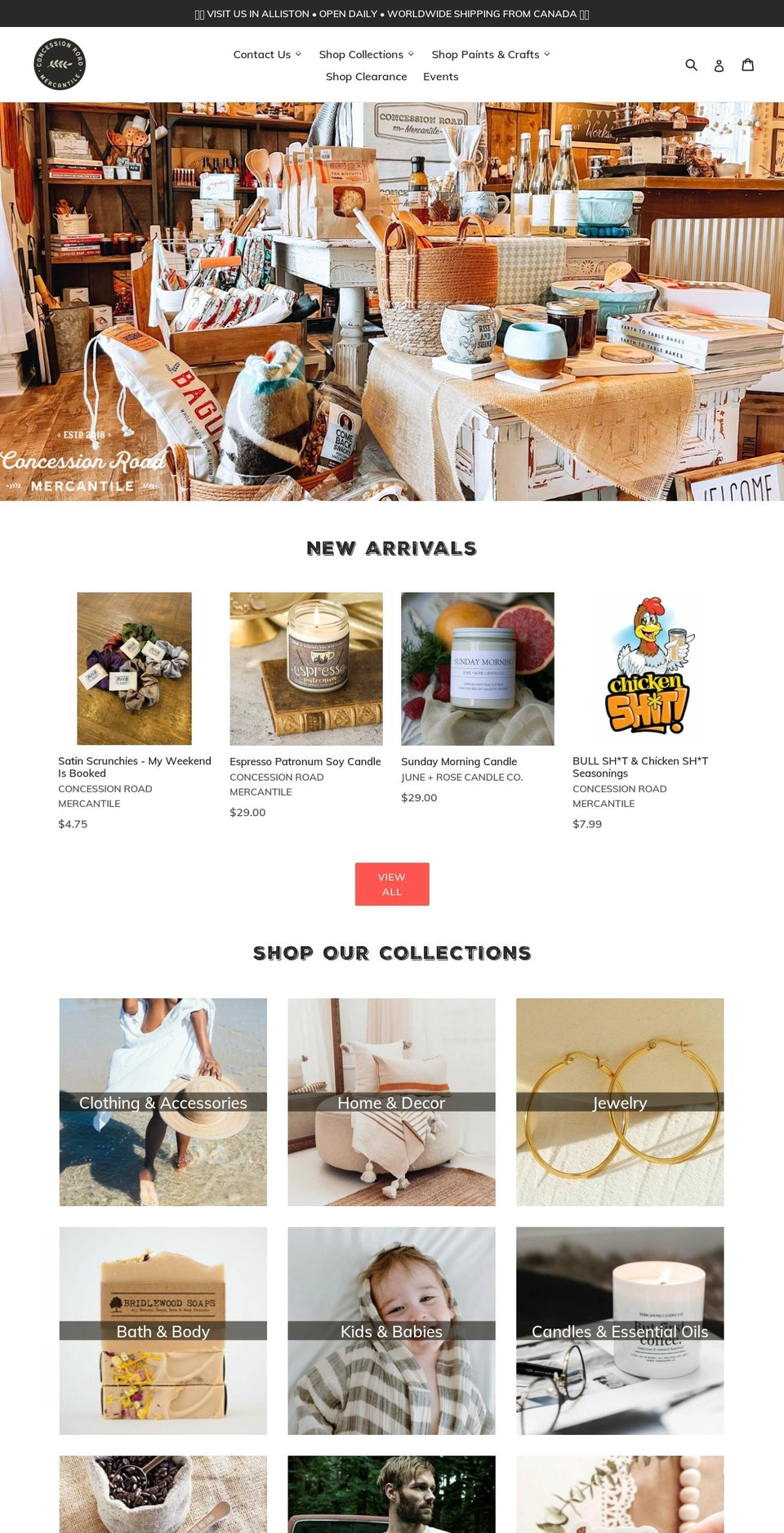 shopconcessionroad.com shopify website screenshot