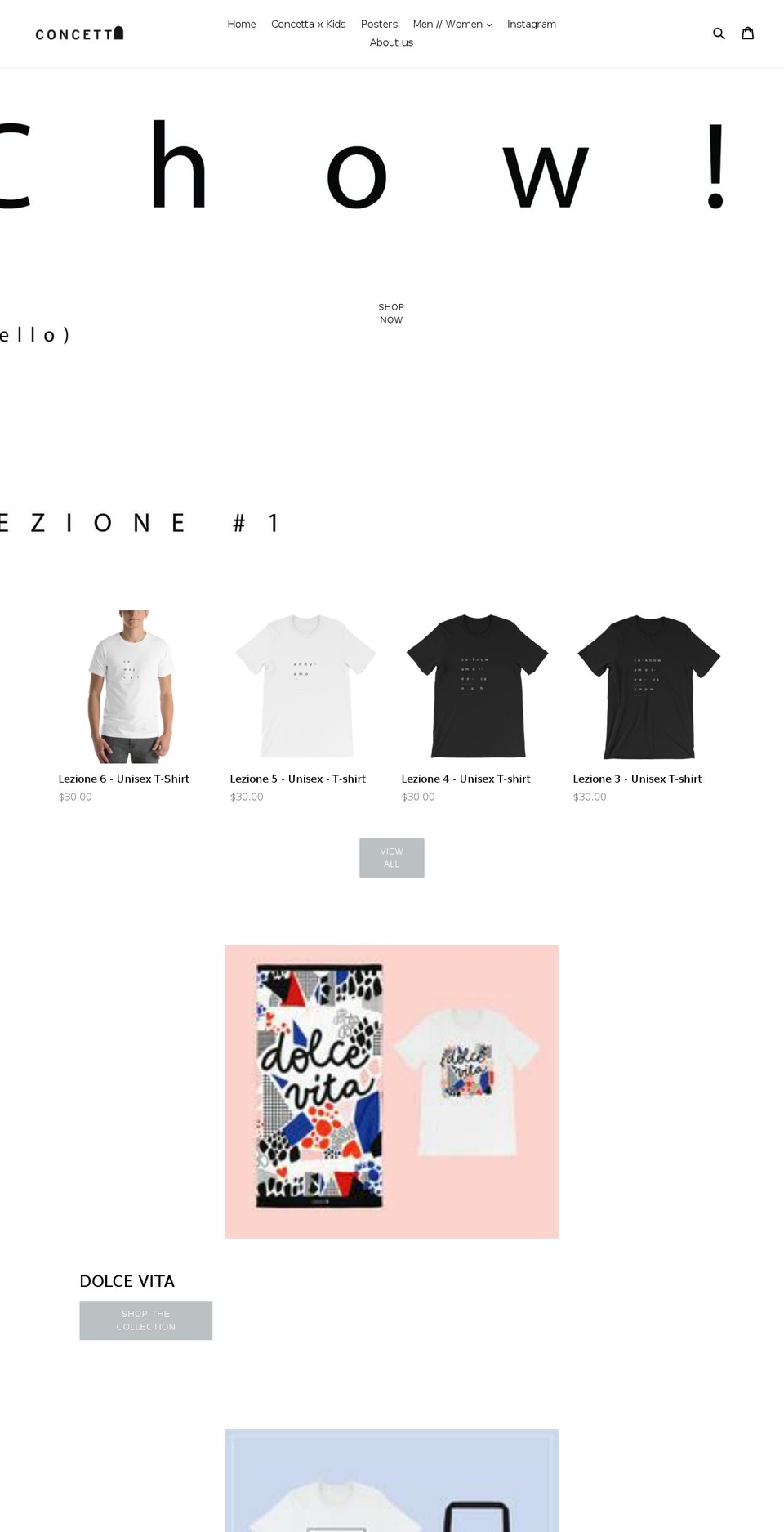 shopconcetta.com shopify website screenshot