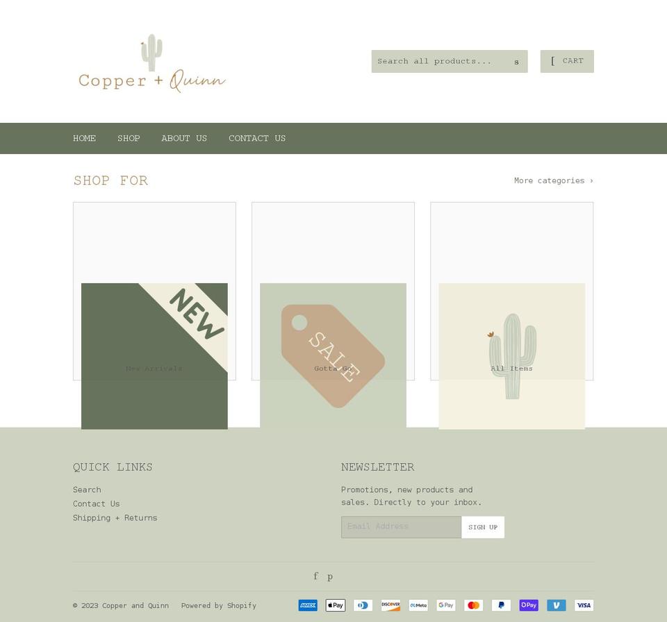 shopcopperquinn.com shopify website screenshot