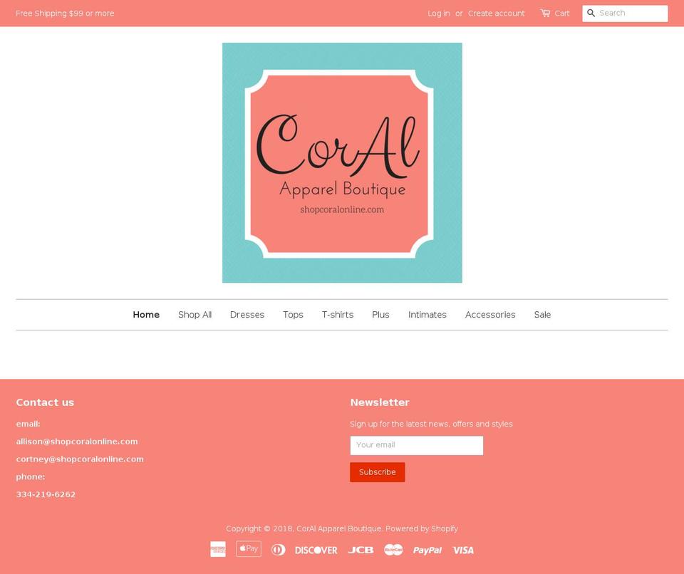 shopcoralonline.com — Shopify storefront screenshot