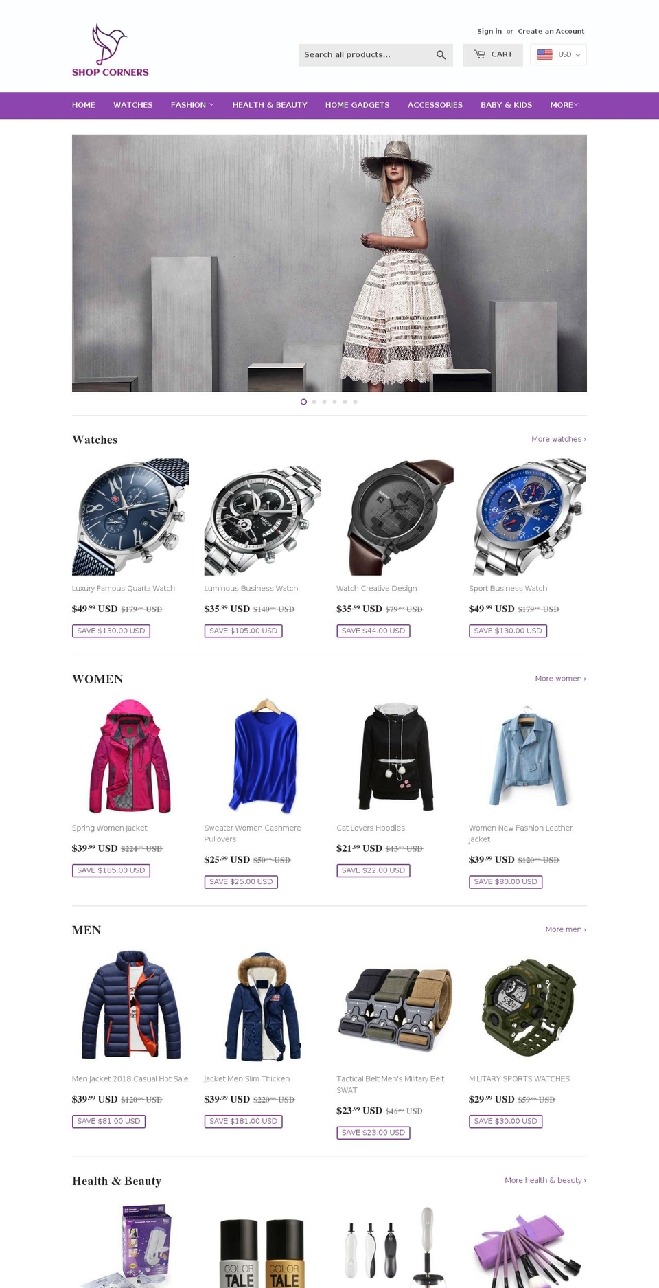 shopcorners.com — Shopify storefront screenshot