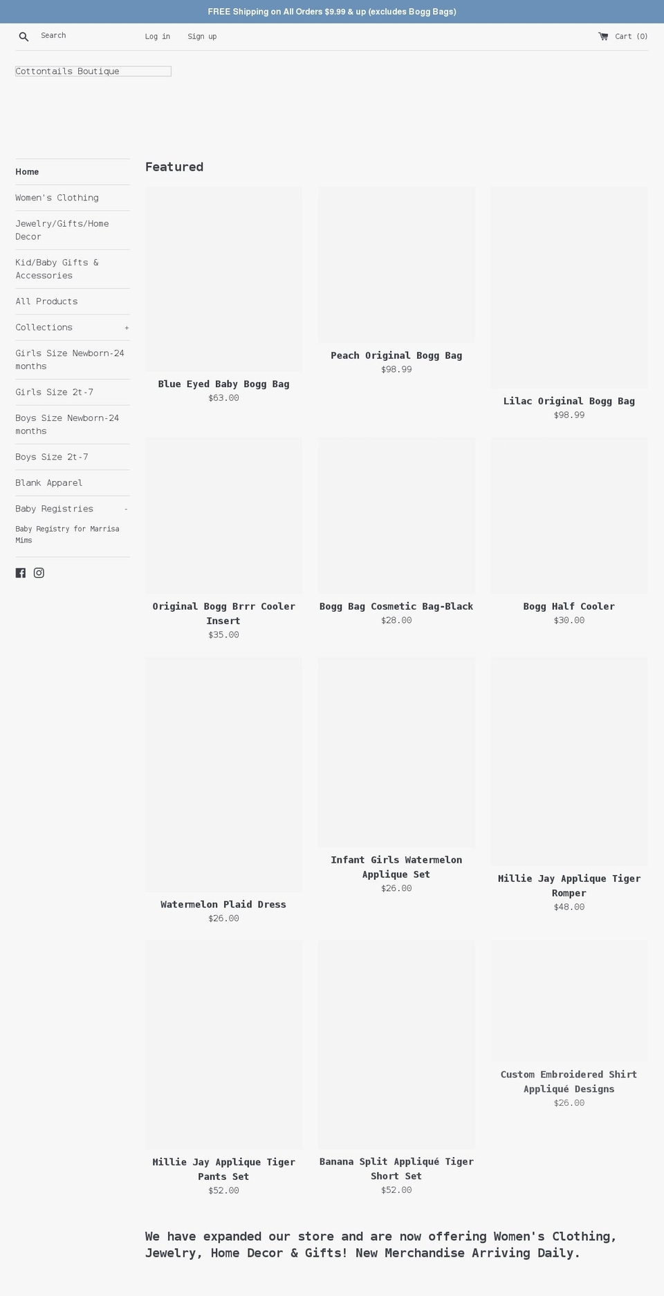 shopcottontails.com shopify website screenshot